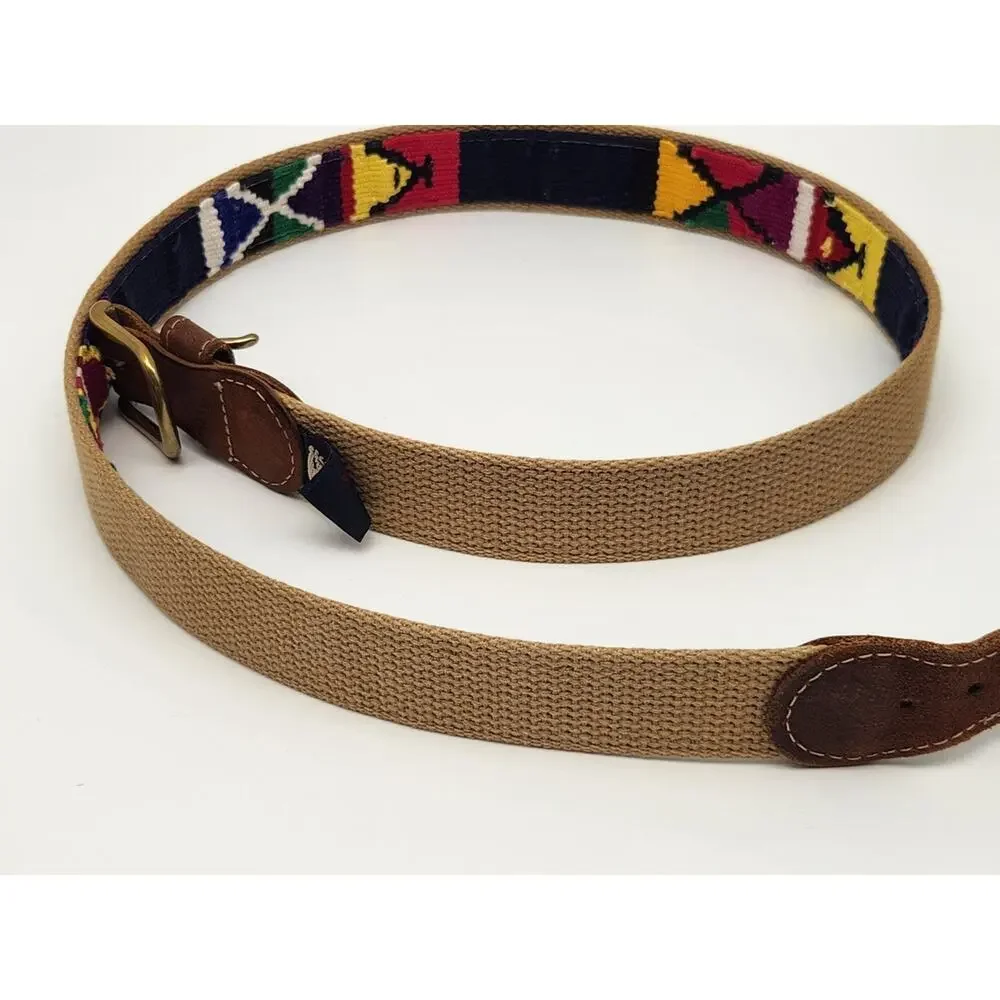 A Tail We Could Wag Belt Leather Canvas Handwoven Guatemalan Preppy Boho 43